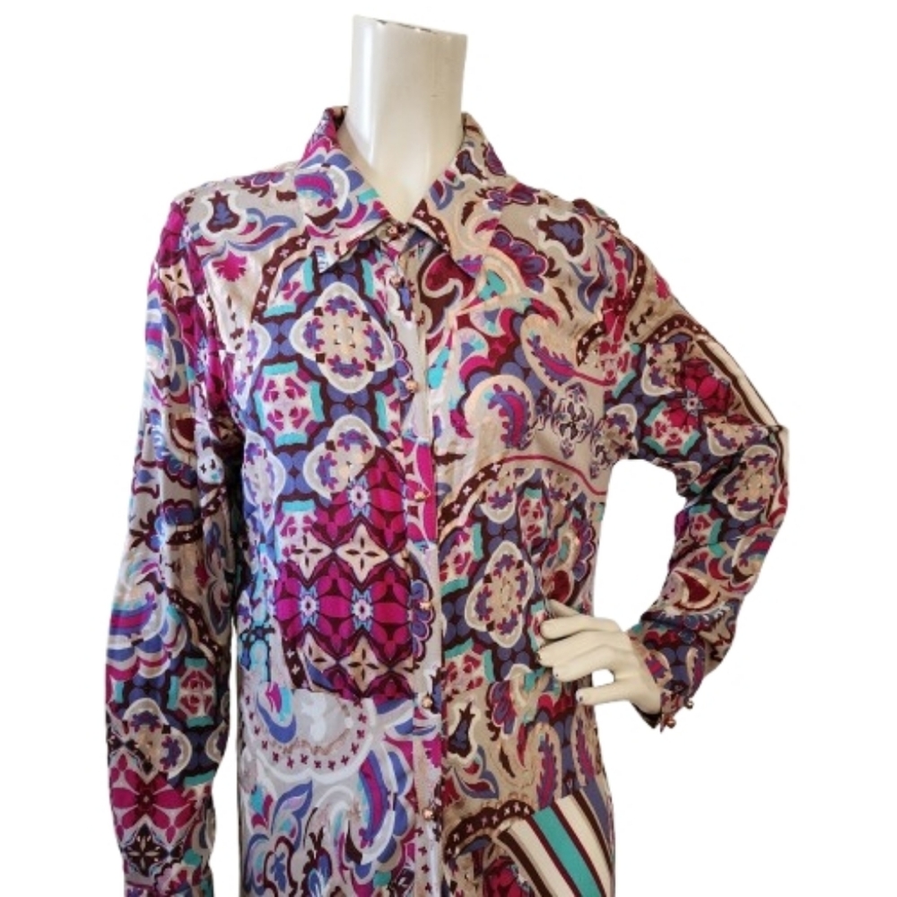 Soft Surroundings Maxi Dress Women's M Palermo Soho Long Sleeve Multi-Color Boho - Picture 5 of 10